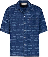 MARNI Blue Short-Sleeve Shirt with Letter Print and Square Neck Design. CUJU0017A0-USCV36-JQB50 MARNI Blue Short-Sleeve Shirt with Letter Print and Square Neck Design. CUJU0017A0-USCV36-JQB50
