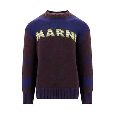MARNI Brown Colorblock Letter Print Turtleneck Sweater GCMG0345Q0-UFWH13-MLM80