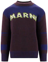 Order MARNI 棕色拼接字母印花高領毛衣 GCMG0345Q0-UFWH13-MLM80