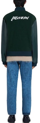 MARNI Green Embroidered Logo Stand Collar Long Sleeve Jacket JUMU0138LS-UTW994-00V89 Shop MARNI Green Embroidered Logo Stand Collar Long Sleeve Jacket JUMU0138LS-UTW994-00V89