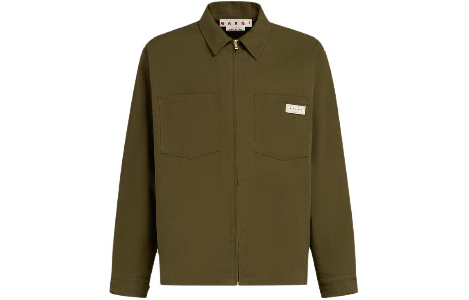 MARNI  Green Zip-Up Jacket with Chest Pocket and Collar. CUMU0297AX-UTC310-00V67