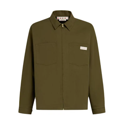 MARNI Green Zip-Up Jacket with Chest Pocket and Collar. CUMU0297AX-UTC310-00V67