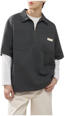 MARNI Half-Zip Solid Color Short Sleeve T-Shirt Gray JPMU0010AX-UTC310-00N80 Order MARNI Half-Zip Solid Color Short Sleeve T-Shirt Gray JPMU0010AX-UTC310-00N80