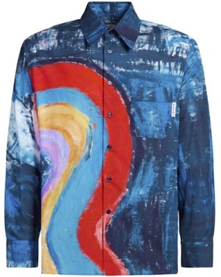 MARNI Hand-Painted Print Button-Up Long Sleeve Shirt Blue CUMU0212A0-UTC255-RAB56 Buy MARNI Hand-Painted Print Button-Up Long Sleeve Shirt Blue CUMU0212A0-UTC255-RAB56