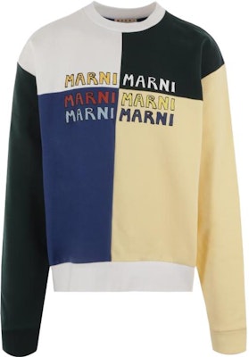 MARNI Logo Print Colorblock Long-Sleeve Sweatshirt Blue. FUMU0074QP-USCV48-PLX99 Order MARNI Logo Print Colorblock Long-Sleeve Sweatshirt Blue. FUMU0074QP-USCV48-PLX99