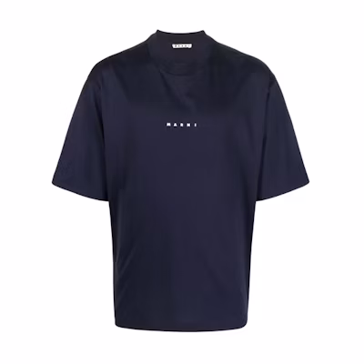 MARNI Logo Print Crewneck Short Sleeve T-Shirt. HUMU0223P1-USCS87-LOB99