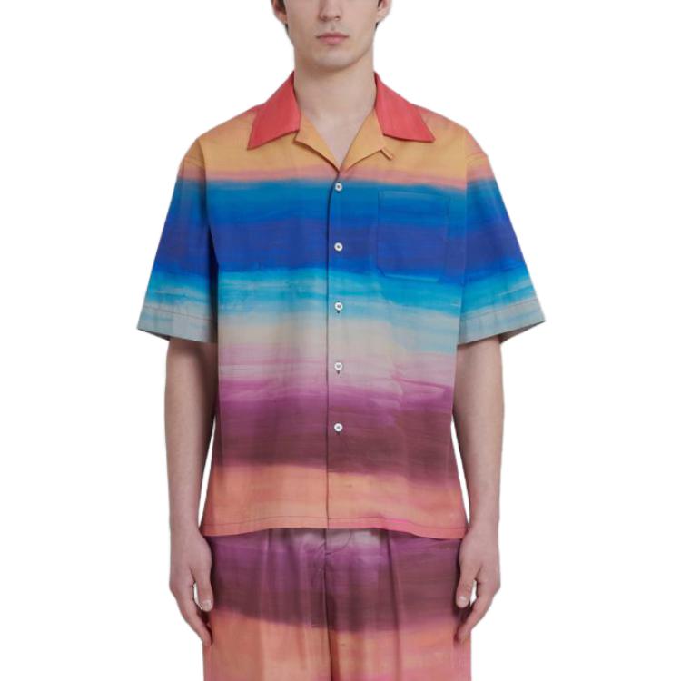 Shop MARNI マルチカラーブロック 半袖カジュアルシャツ CUMU0213A0-UTC256-DSX99