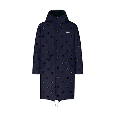 MARNI Navy Blue Floral Print Long Sleeve Hooded Coat SUMU0005U0-UTC286-DFB94