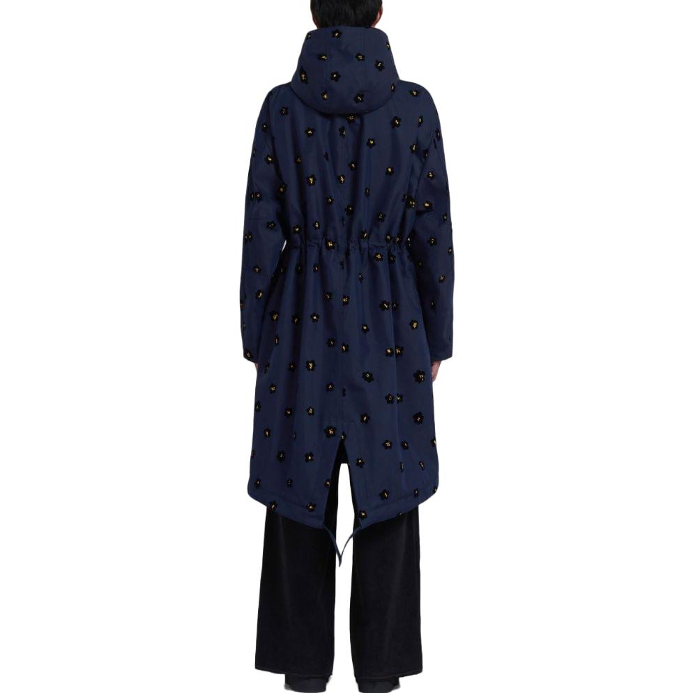 Shop 마르니 네이비 블루 플로럴 프린트 후드 롱 슬리브 코트 SUMU0005U0-UTC286-DFB94