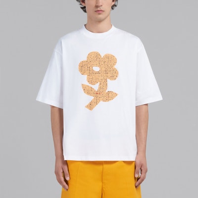 MARNI Oversized White T-Shirt with Letter Print Design. HUMU0223PPUSCW19FWW01 Lookbook MARNI Oversized White T-Shirt with Letter Print Design. HUMU0223PPUSCW19FWW01