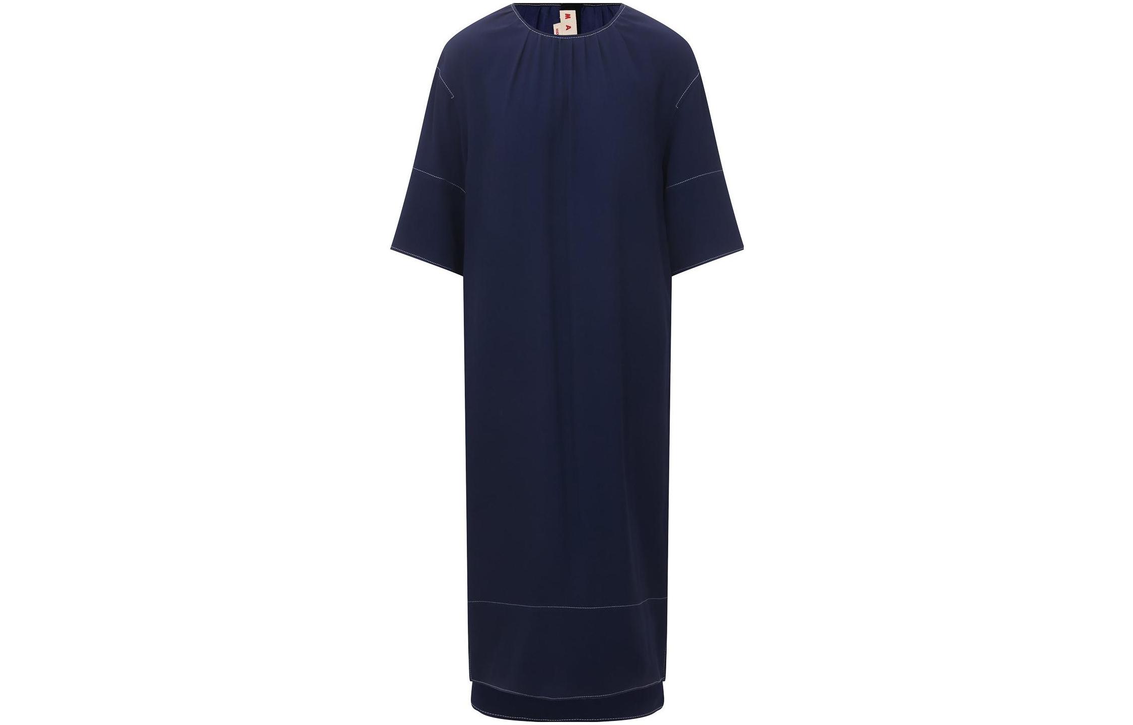 MARNI  Relaxed Fit Asymmetric Midi T-Shirt Dress Deep Blue ABMA0441A0TV28500B65