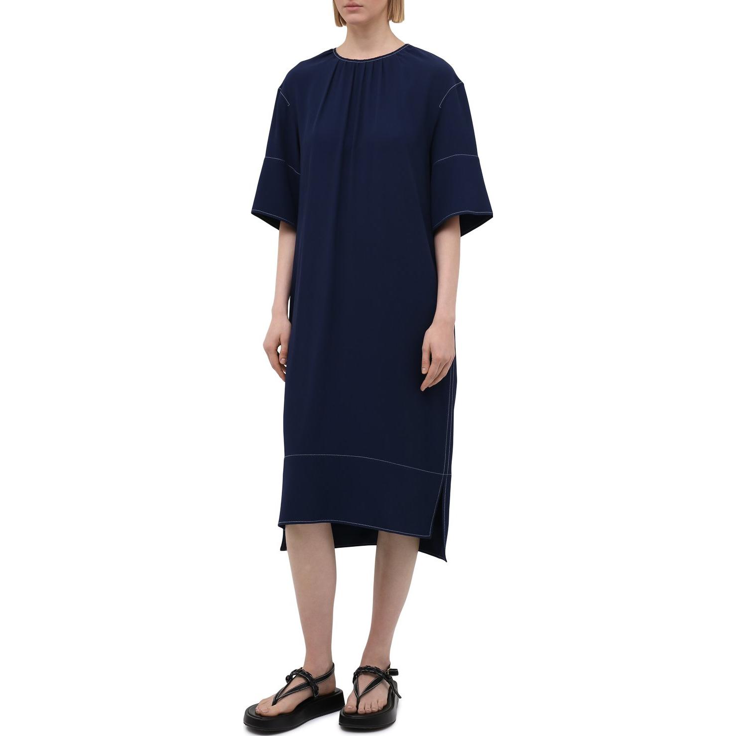 Lookbook マルニ リラックスフィット アシンメトリー ミディTシャツドレス ディープブルー ABMA0441A0TV28500B65