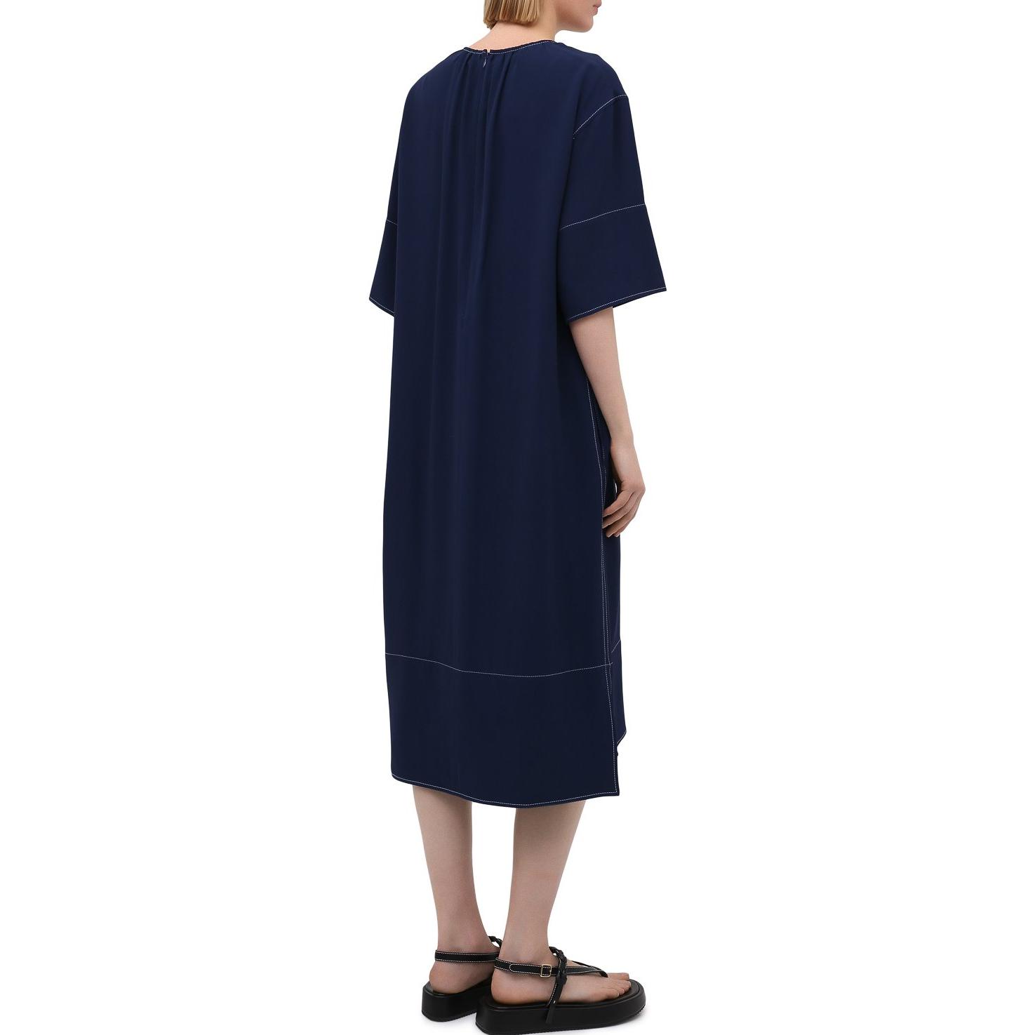 Shop マルニ リラックスフィット アシンメトリー ミディTシャツドレス ディープブルー ABMA0441A0TV28500B65