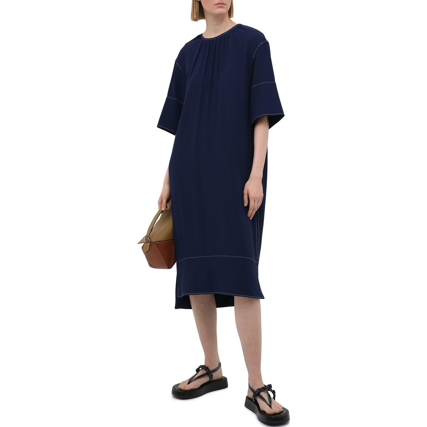 Purchase マルニ リラックスフィット アシンメトリー ミディTシャツドレス ディープブルー ABMA0441A0TV28500B65