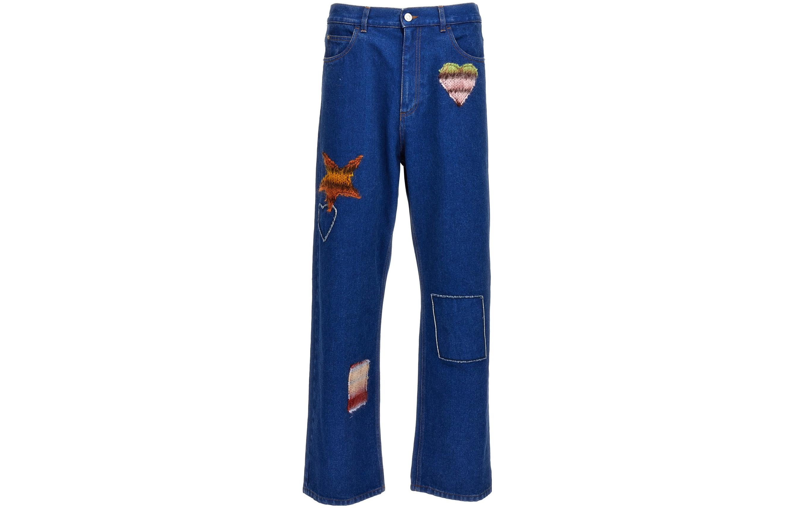MARNI  Straight-Leg Jeans with Embroidered Patches Blue. PUJU0021LX-USCU83-BDB60
