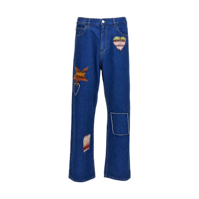 MARNI Straight-Leg Jeans with Embroidered Patches Blue. PUJU0021LX-USCU83-BDB60