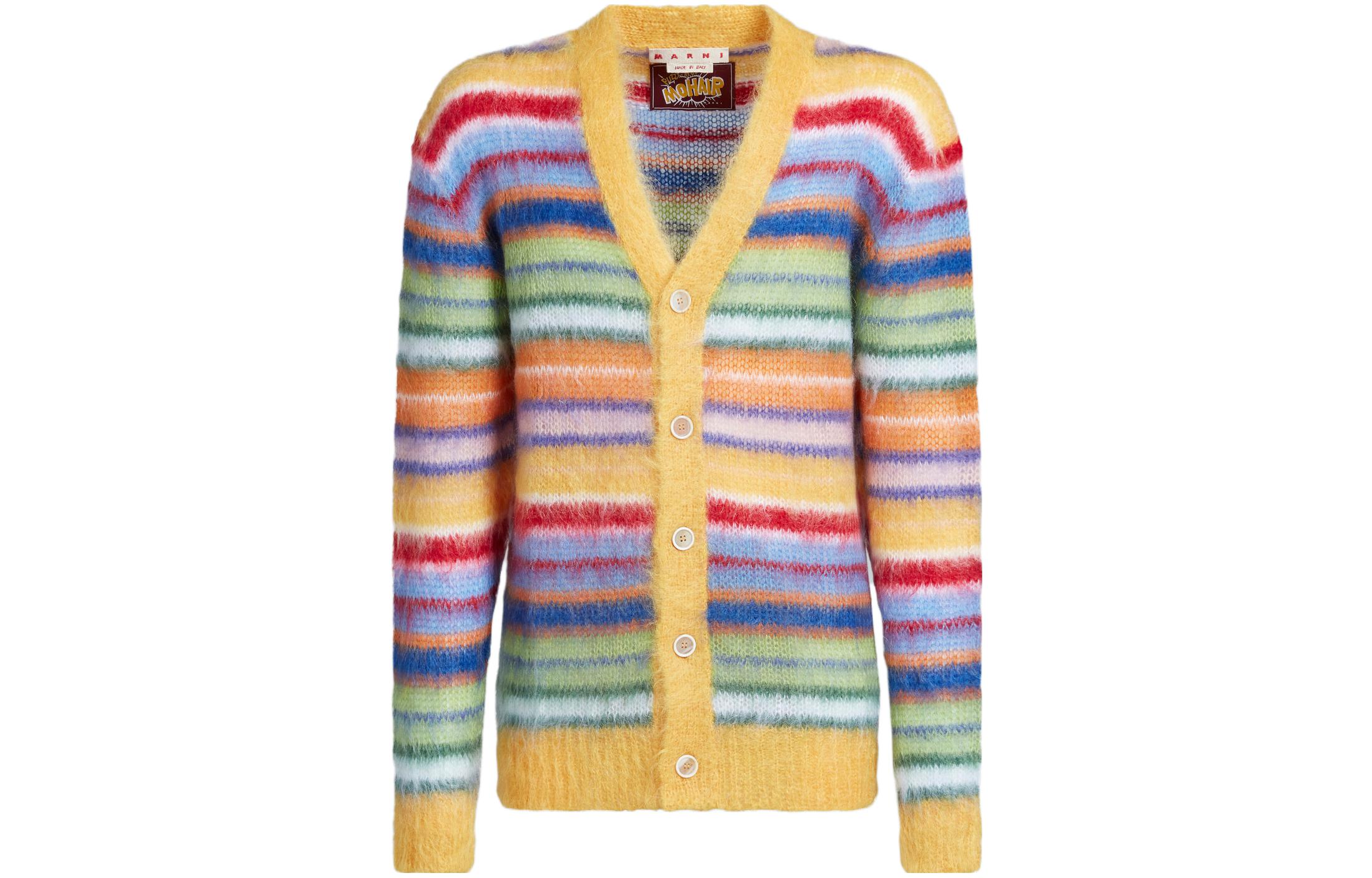 MARNI  Striped V-Neck Button Cardigan Sweater Multicolor Long Sleeve CDMG0051Q0-UFU107-V2X99