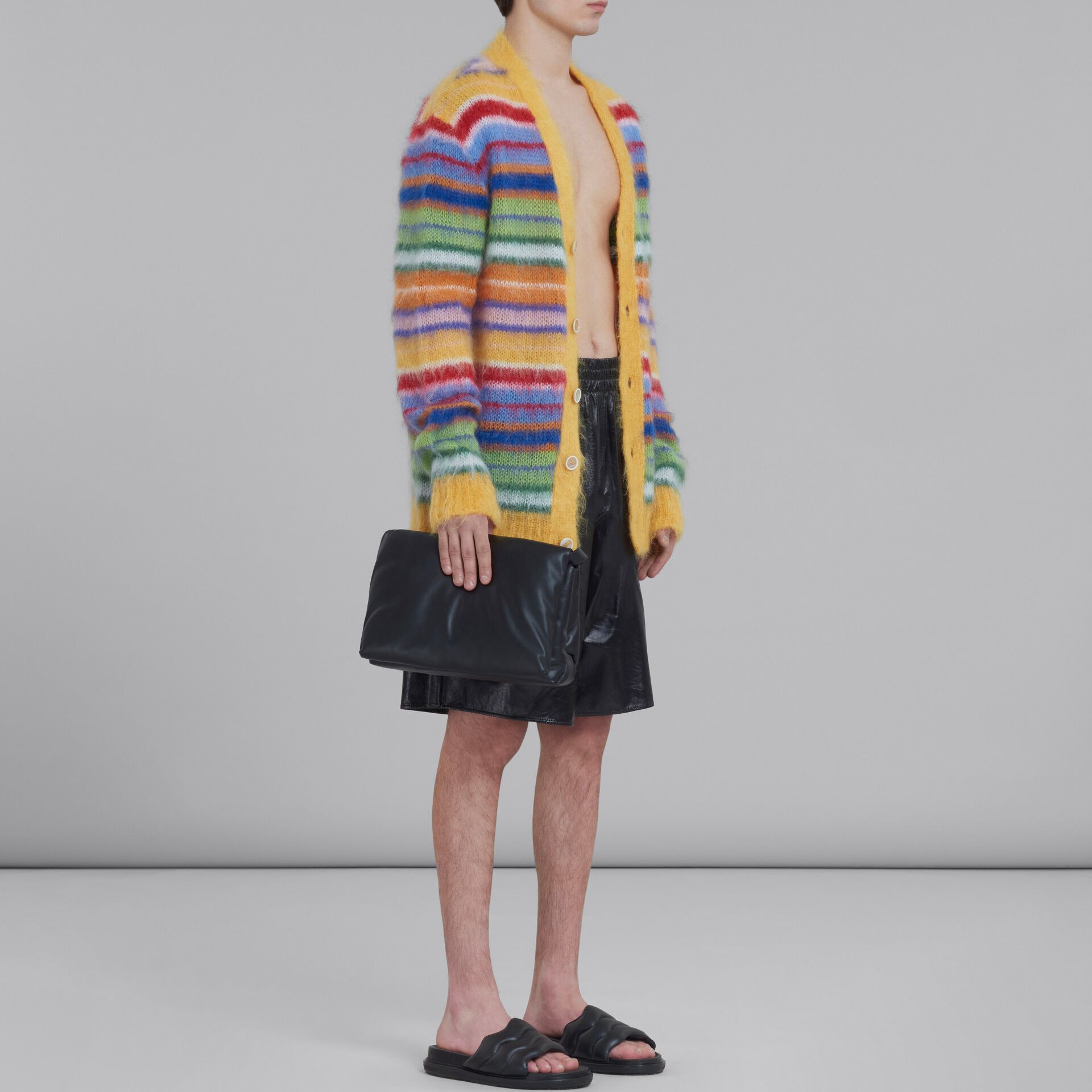 Purchase MARNI Cardigan Jalur Leher V Lengan Panjang Butang Pelbagai Warna. CDMG0051Q0-UFU107-V2X99