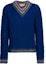 Buy MARNI V-Neck Striped Trim Knit Sweater Blue CVMG0097Q0-UFU108-00B56