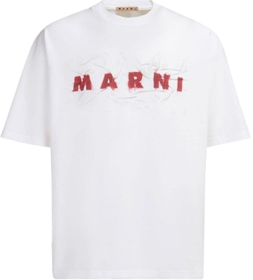 MARNI White Crewneck Logo Print Short Sleeve T-Shirt. HUMU0223PVUSCW95-WHITE Buy MARNI White Crewneck Logo Print Short Sleeve T-Shirt. HUMU0223PVUSCW95-WHITE