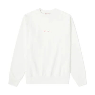 MARNI White Crewneck Long Sleeve Sweatshirt with Logo. FUMU0074P9-USCU87-L1W02