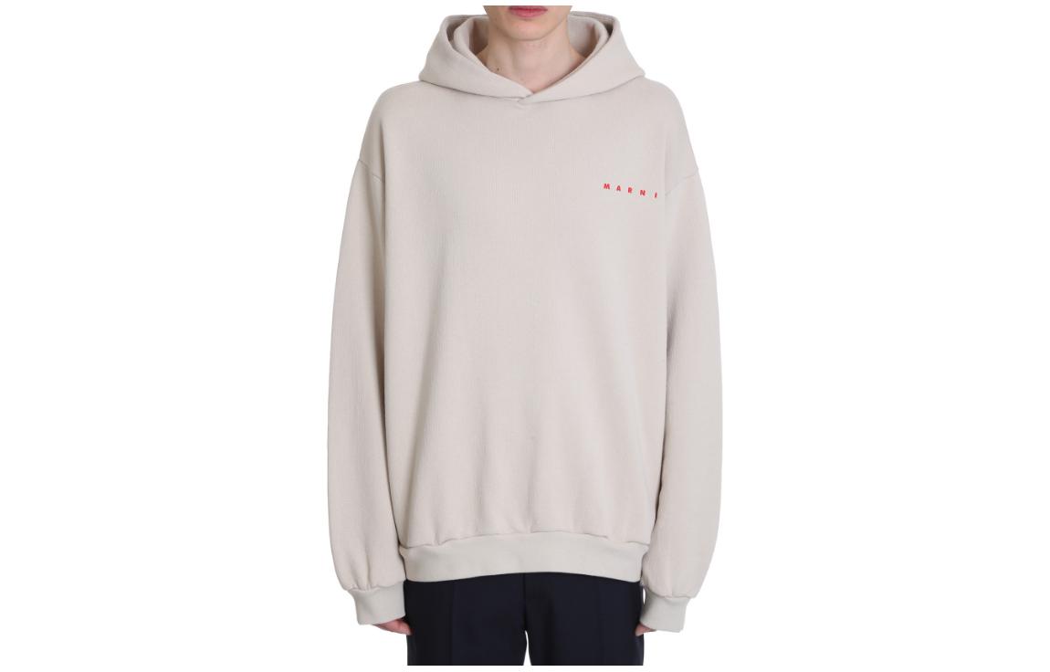 MARNI Black Bio Cotton Hoodie with Maxi Slogan Print for Men FUMU0067PE-USCV83-CUN99