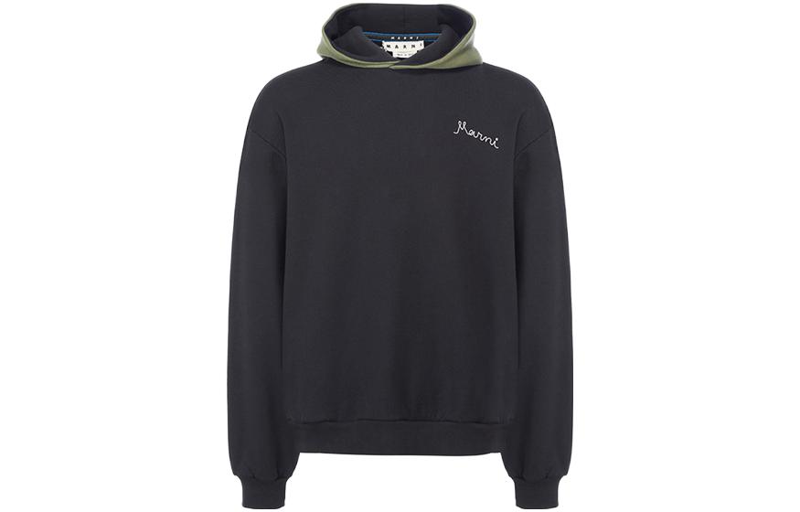 MARNI Black Hoodie with Letter Print Design 1121033M12044