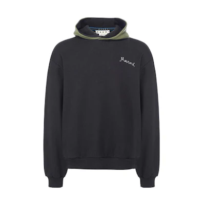 MARNI Black Hoodie with Letter Print Design 1121033M12044