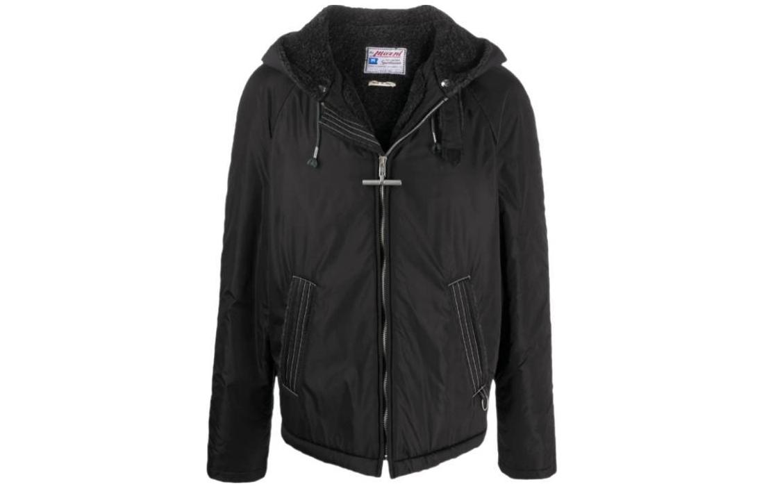 Marni Blue Black Zip-Up Jacket with Fur Collar JUMU0106LWUTW91300B99