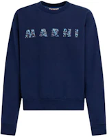 MARNI Blue Cotton Sweatshirt with Patterned Logo Print, Loose Fit Crewneck FUMU0074PD-USCW22-FLB95 MARNI Blue Cotton Sweatshirt with Patterned Logo Print, Loose Fit Crewneck FUMU0074PD-USCW22-FLB95