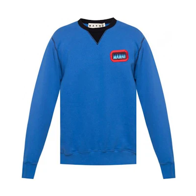 MARNI Blue Crewneck Sweatshirt with Letter Print Long Sleeves FUMU0074P9-USCU87-LOB95