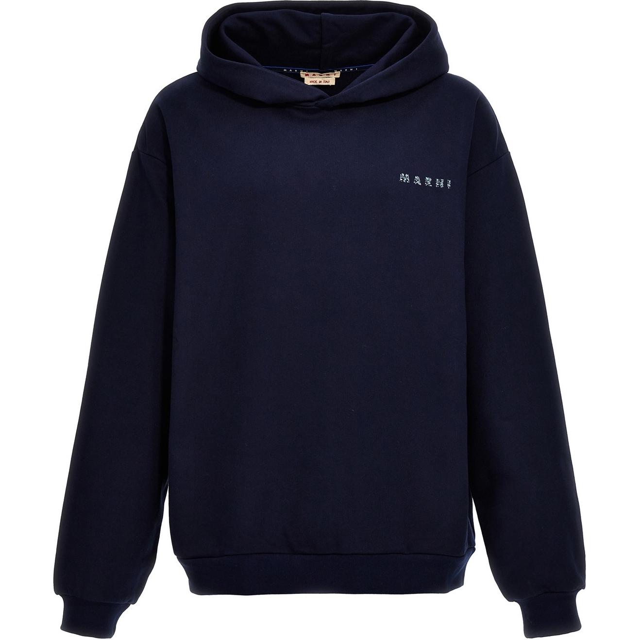 MARNI Blue Solid Color Hooded Pullover Long Sleeve Sweatshirt FUMU0073P8-USCU87-LOB95