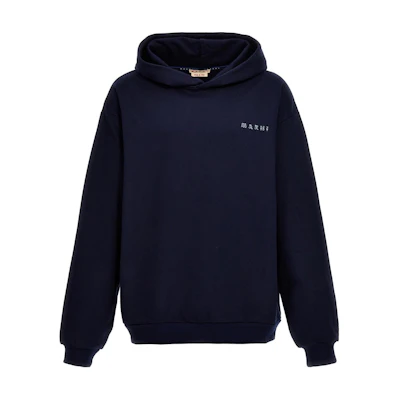 MARNI Blue Solid Color Hooded Pullover Long Sleeve Sweatshirt FUMU0073P8-USCU87-LOB95