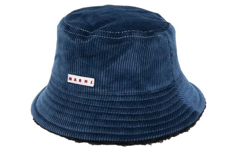 MARNI Blue Minimal Logo Fashion Bucket Hat for Men. CLZC0088QXTCZ3900B64