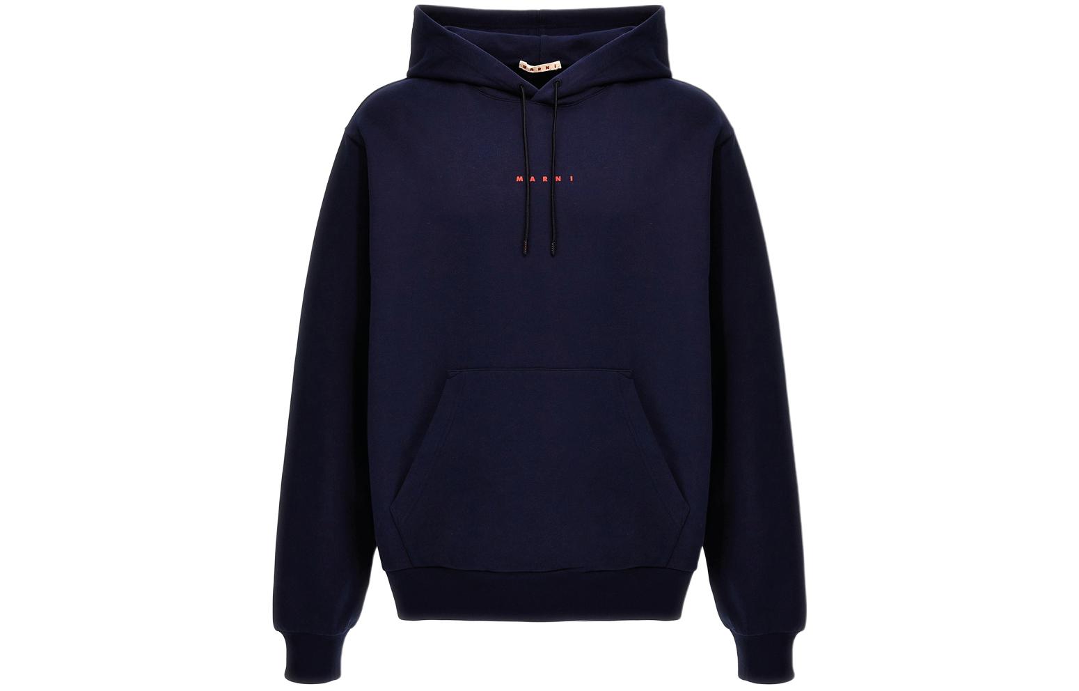 MARNI Brown Cotton Hoodie with Logo Patch Long Sleeves FUMU0137X0UTC397-BROWN