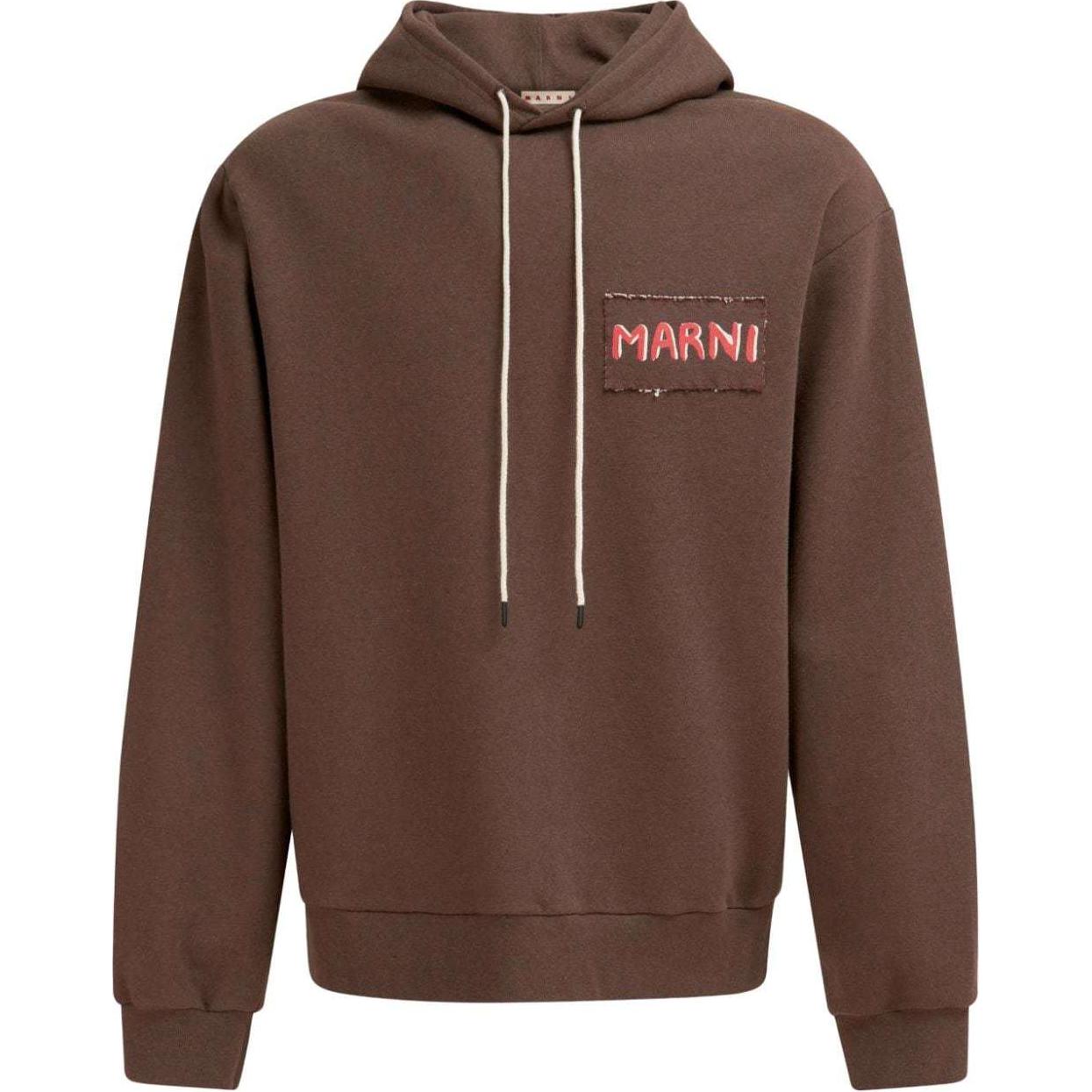 MARNI Brown Hooded Pullover Sweatshirt with Letter Design FUMU0137X0UTC39700M80