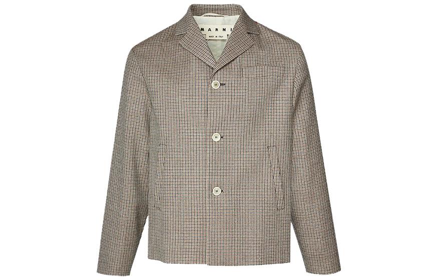 MARNI Checked Zipper Hem Long Sleeve Jacket for Men Multicolor JUMU0155S-UUTP746-CHB99