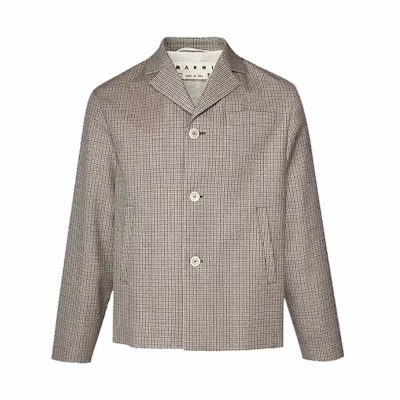 MARNI Checked Zipper Hem Long Sleeve Jacket for Men Multicolor JUMU0155S-UUTP746-CHB99