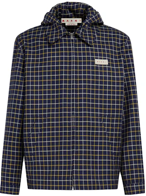 Marni Checkered Zip-Up Hoodie Jacket Blue JUMU0152AXUTC317CHB94 Buy Marni Checkered Zip-Up Hoodie Jacket Blue JUMU0152AXUTC317CHB94