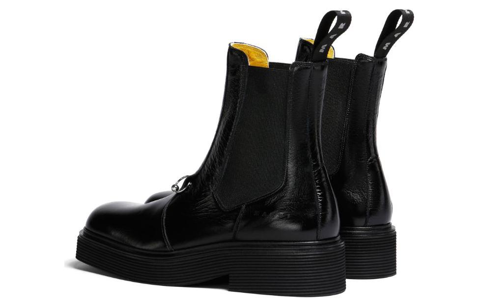 Shop Marni 切尔西踝靴 '黑色小牛皮' TCMR005303P3731