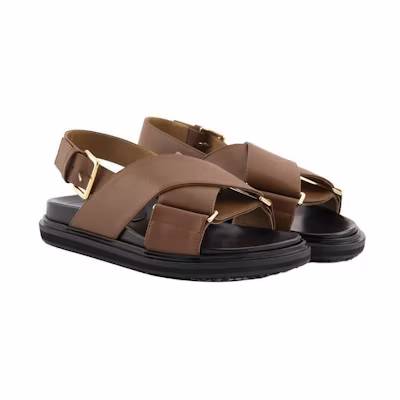 Marni Criss-Cross Fussbett Calfskin Sandal 'Brown'