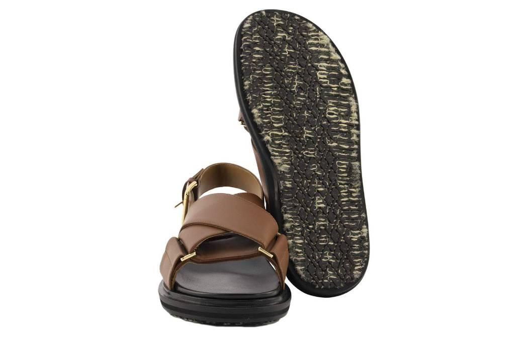 Marni Criss-Cross Fussbett Calfskin Sandal 'Brown' 圖 2