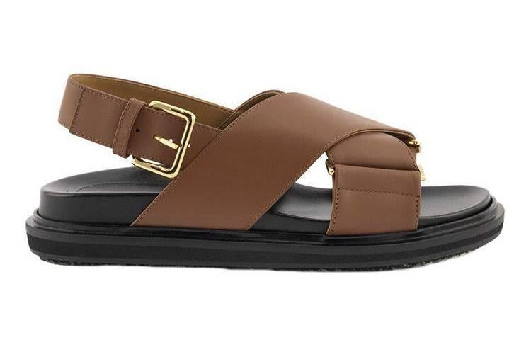 Marni Criss-Cross Fussbett Calfskin Sandal 'Brown' 圖 4