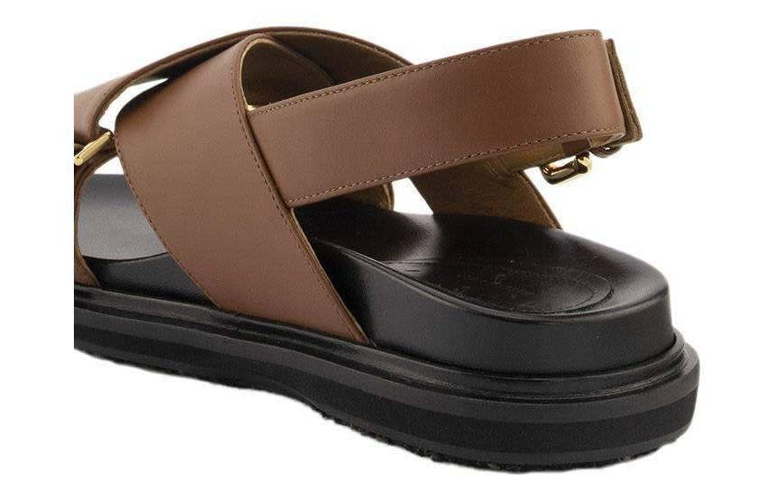Marni Criss-Cross Fussbett Calfskin Sandal 'Brown' 圖 5