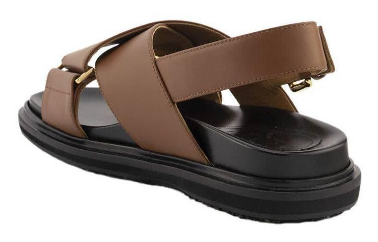 Marni Criss-Cross Fussbett Calfskin Sandal 'Brown' 圖 6