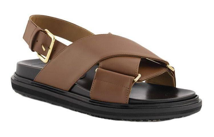 Marni Criss-Cross Fussbett Calfskin Sandal 'Brown' 圖 7