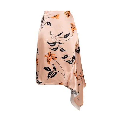 MARNI Floral Asymmetric Casual Maxi Skirt Beige GOMAT13A00UTV826LFC29