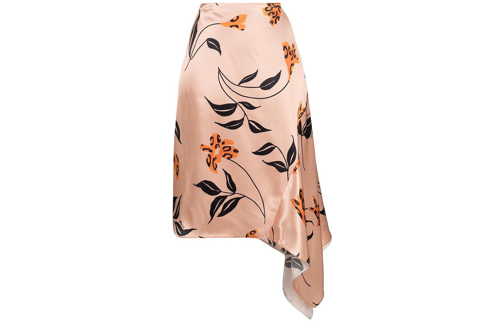 Order MARNI Skirt Maxi Kasual Bunga Asimetri Beige GOMAT13A00UTV826LFC29