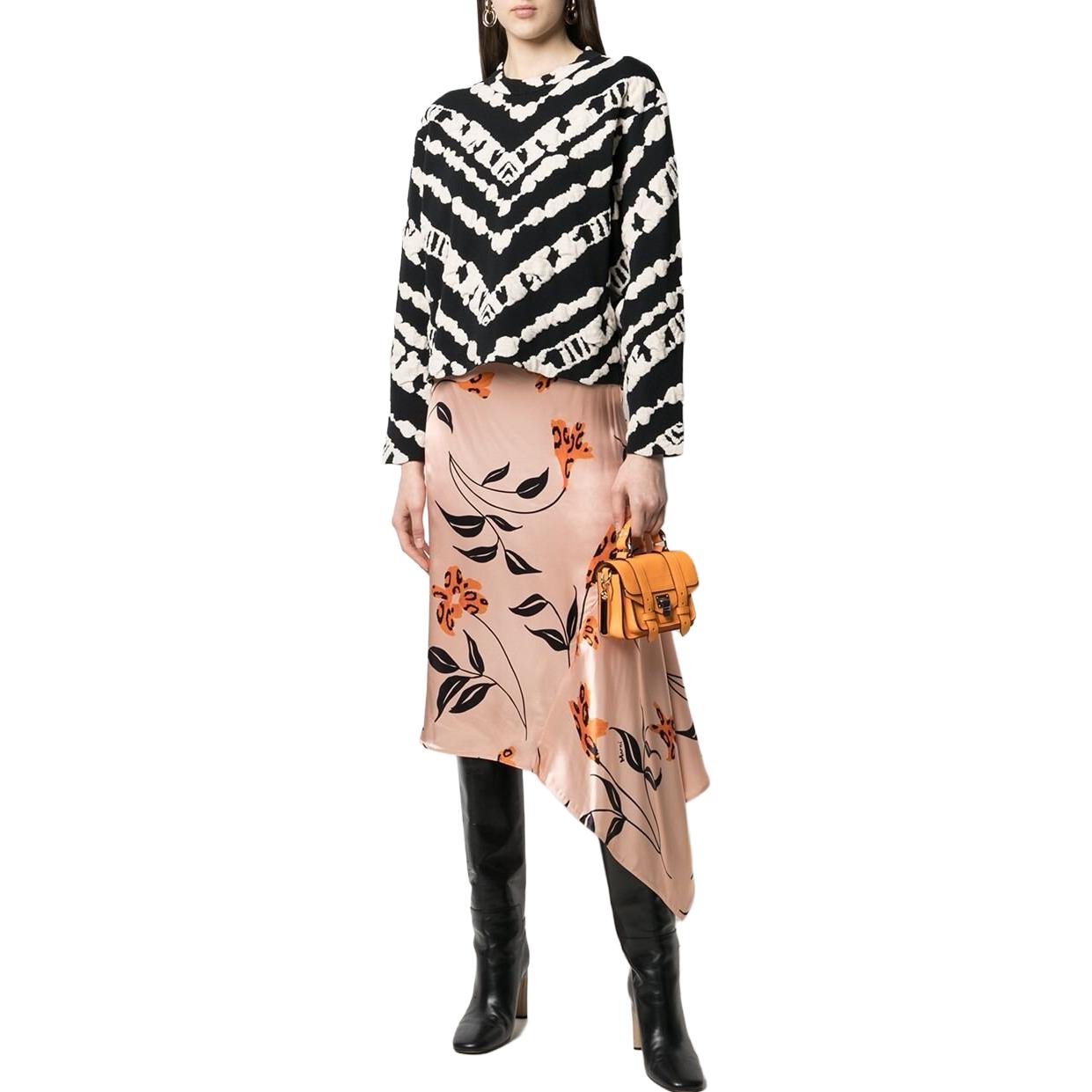 Lookbook MARNI Skirt Maxi Kasual Bunga Asimetri Beige GOMAT13A00UTV826LFC29