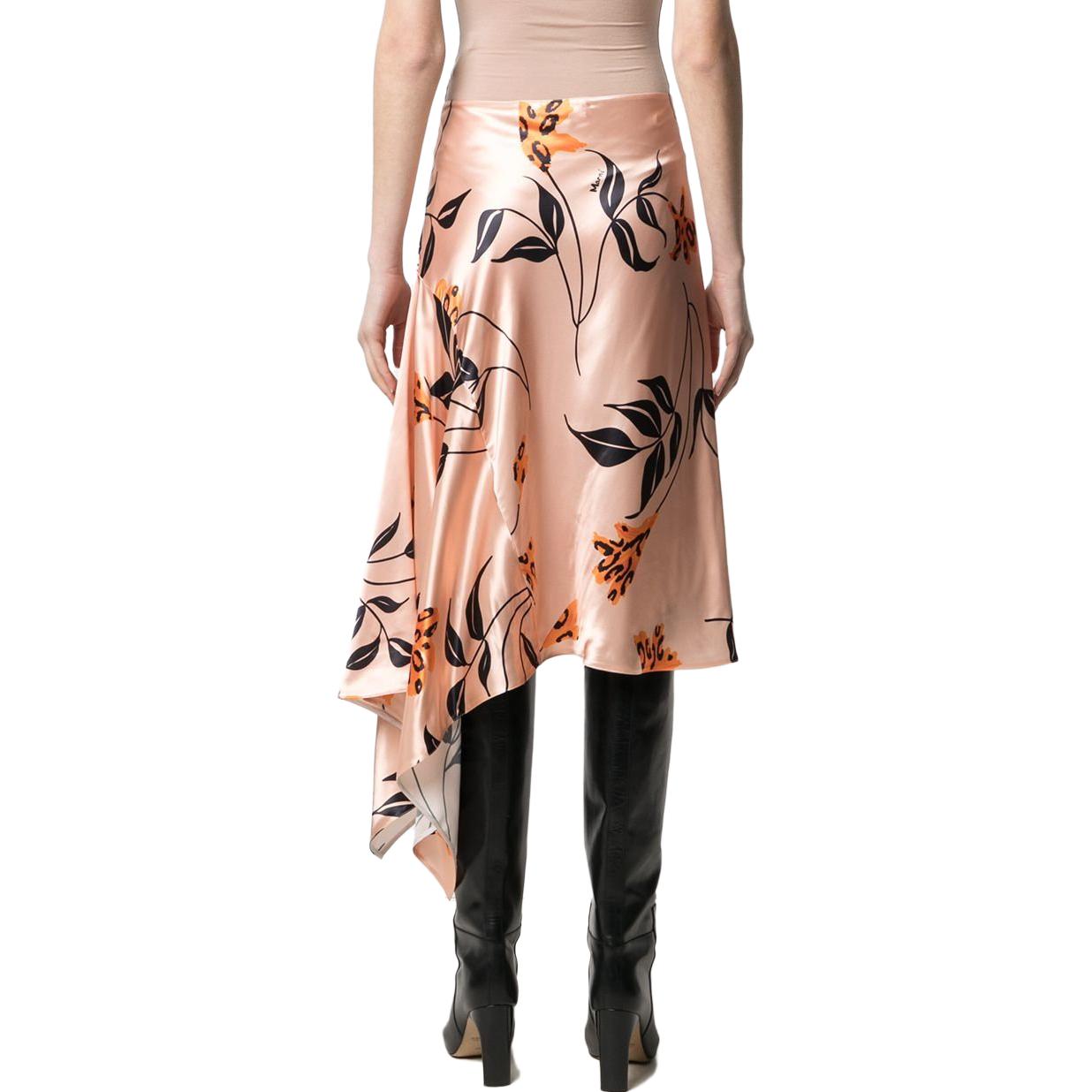 Shop MARNI Skirt Maxi Kasual Bunga Asimetri Beige GOMAT13A00UTV826LFC29